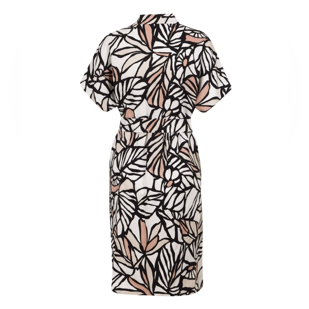 NWOT Hugo Boss Holera Tie Front Midi Dress in Graphic Floral Print 10